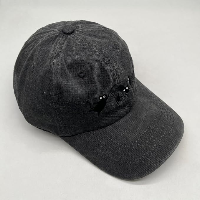 Black Cat Hat,Ragdoll Cat Embroidered Adjustable Cotton Baseball Cap for Men Women,Gifts for Cat Lovers