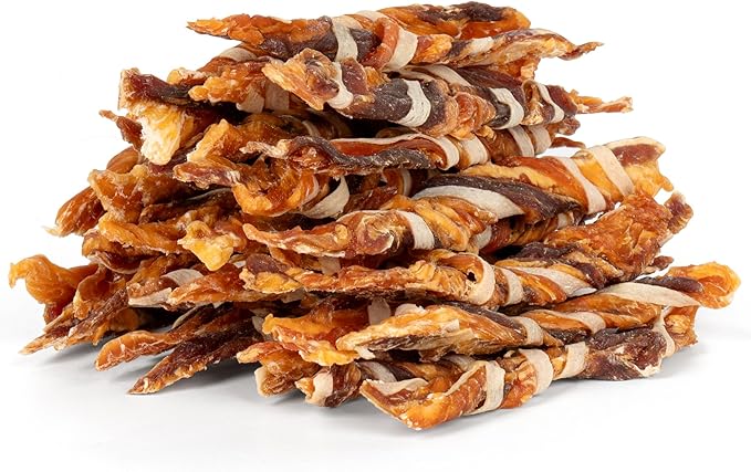 MON2SUN Dog Treats, Triple Flavor Jerky Twist Sticks, 4.5-5 Inch Chicken Duck and Codfish Sticks Chews for Small Dogs, Healthy Snacks, 10.58 oz (30 Count-Pack of 1)
