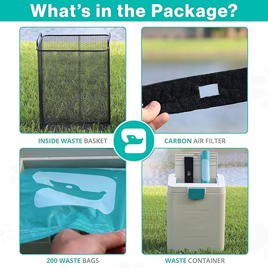 PawPail Pet Waste Station, Heavy Duty Outdoor Dog Poop Trash Can with Carbon Air Filter & DualVent Odor Control, UV & Weather Resistant | Includes 200 Pet Waste Bags