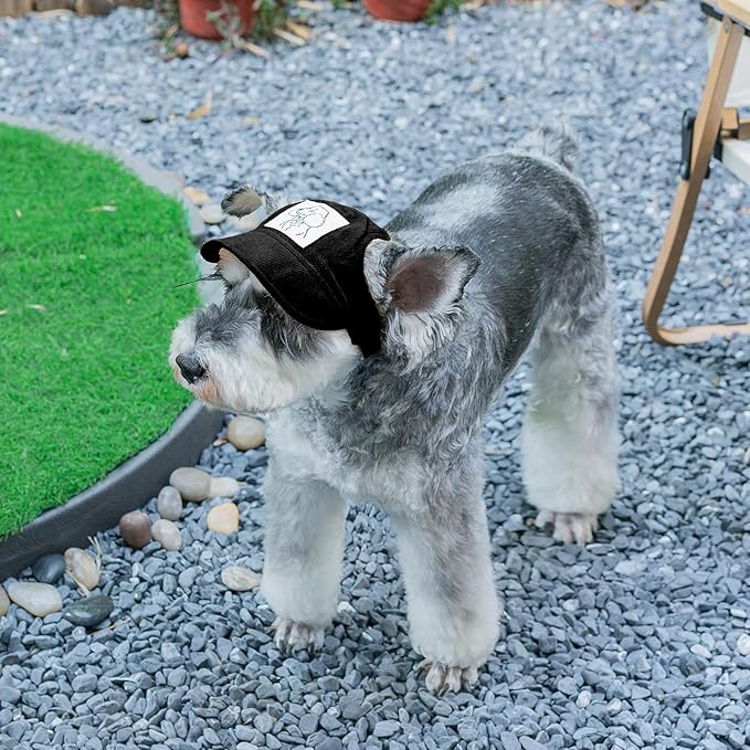 Pet Dog Baseball Cap, Cat Hat, Cat Dog Sun Cap with Ear Holes, Adjustable Puppy Outdoor Sun Hat (Black, X-Small)