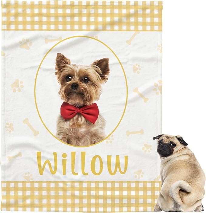 Personalized Pet Blanket,Custom Pet Blanket with Name Photo,Puppy Blanket Gift for Dogs Cats Lovers Mom Dad,Soft Cozy Fleece Throw for Bed Sofa Travel Small 50"x40"