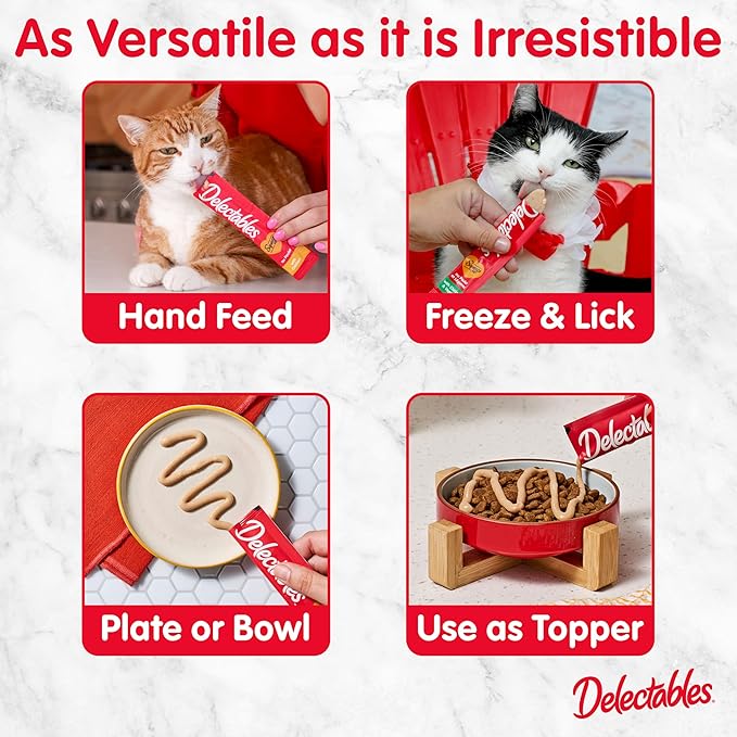 Hartz Delectables Squeeze Up Variety Pack, Creamy Squeezable Puree, Lickable Wet Cat Treats, Grain Free, No Added Fillers, No by-Products, No Added Preservatives, 0.5 Ounces Tube, 20 Tubes Total