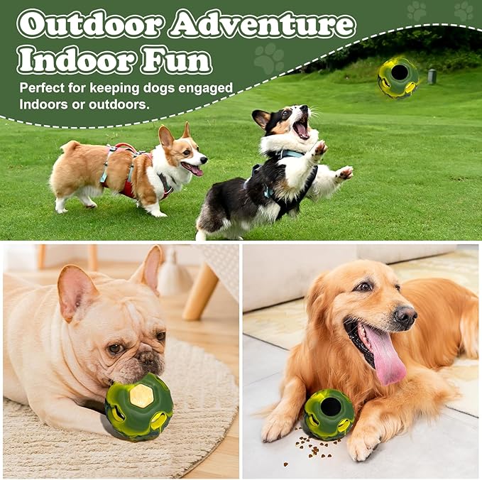 5-in-1 Dog Enrichment Toy – Bite & Brush Freeze Ball, Dog Toys, Interactive Chew Toy for Large Aggressive Chewers (25-85 lbs), Freezable Bone for Dogs, Homemade Treat Dispenser (Green, Large)