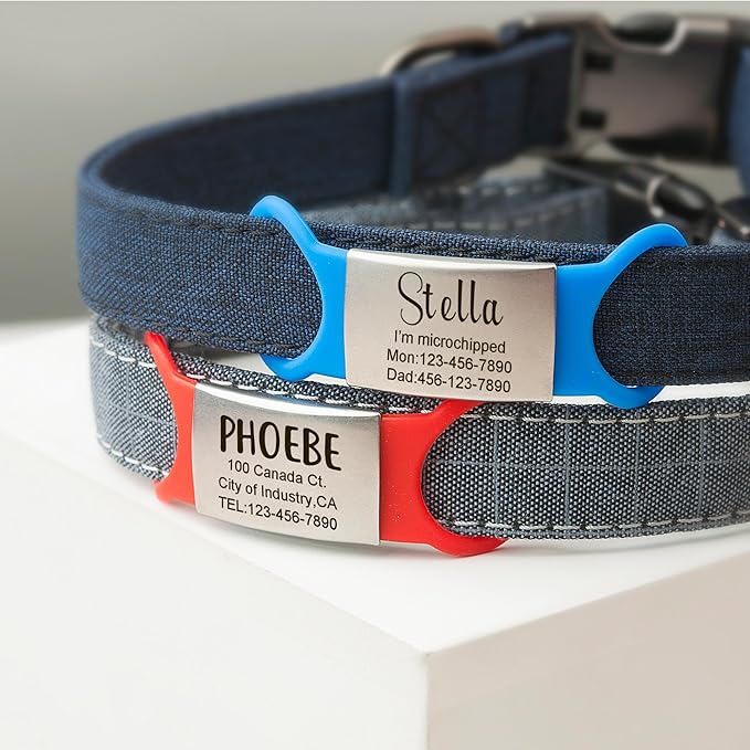 Anavia Slide On Silent Pet ID Tags, S/M/L/XL Personalized Multi-Color Silicone Band Cat Dog Name Tags, Customized Engraved Stainless Steel, Chew-Proof Quiet Dog Collar Tags (Yellow, X-Large)