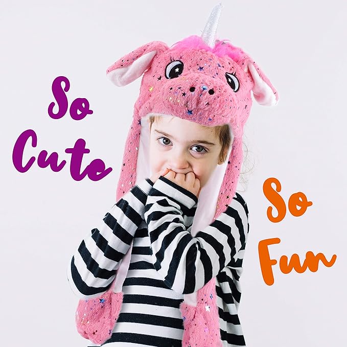 Animal Hat with Ears Moving Jumping Pop Up Beating Hat Plush Holiday Cosplay Dress Up Funny Gift for Kids