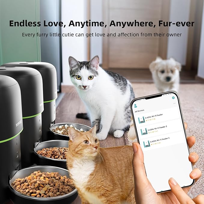 Automatic Cat Feeder, 5G WiFi Cat Food Dispenser with Freshness Preservation, 2L Timed Cat Feeder with APP Remote,15 Meals Per Day, Programmable Portion Size, Auto Pet Feeder Also for Small Dogs