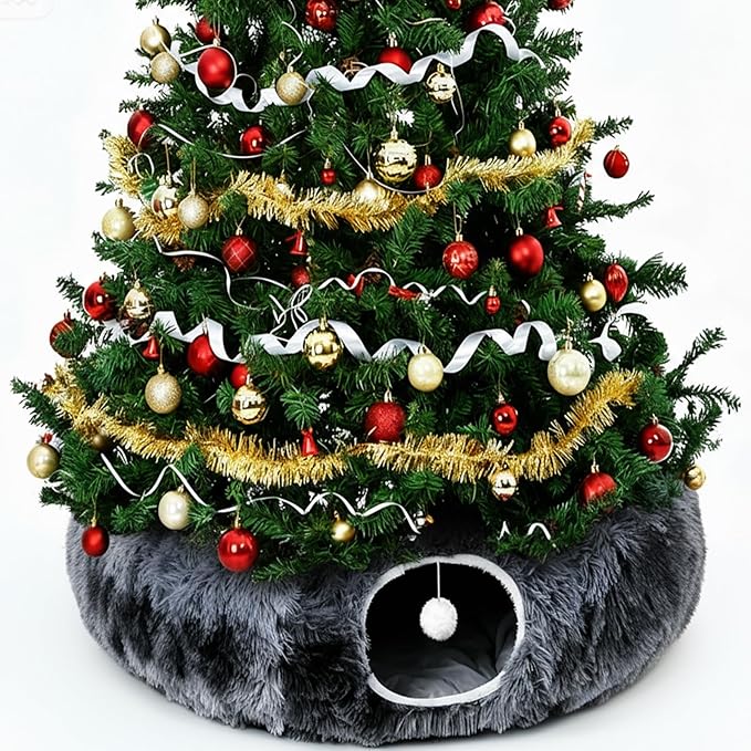 Odoland Cat Tunnel Bed with 20 Cat Toys - Indoor Plush Kitten Couch,Detachable Cats Cave Donut Tunnel & Soft Kitten Toy Set-Cozy Cat Furniture Blue