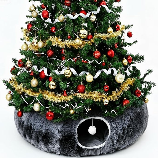 Odoland Cat Tunnel Bed with 20 Cat Toys - Indoor Plush Kitten Couch,Detachable Cats Cave Donut Tunnel & Soft Kitten Toy Set-Cozy Cat Furniture Blue