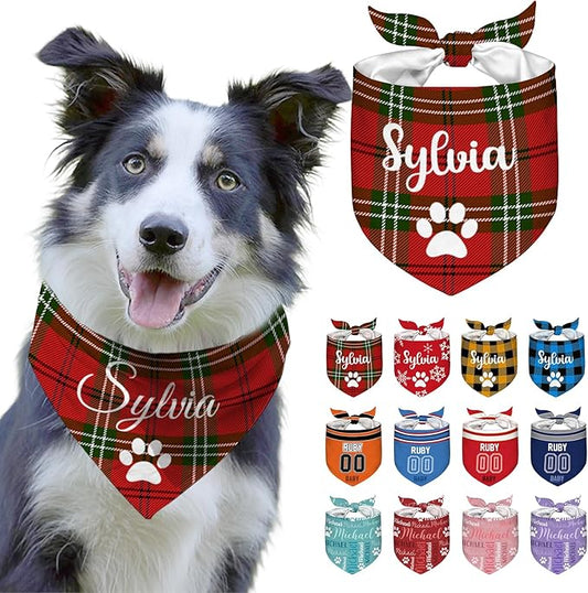 Custom Dog Bandana Personalized Dog Bandana with Name Customized Pet Neckkerchief Funny Doggy Scarves