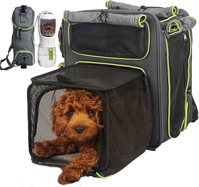 Cat Backpack Carrier & Dog Car Seat for Small Pets Up to 25 lbs - Expandable Cat Carrier Backpack with Safety Leash and Breathable Mesh - Waterproof for Travel - 3 in 1