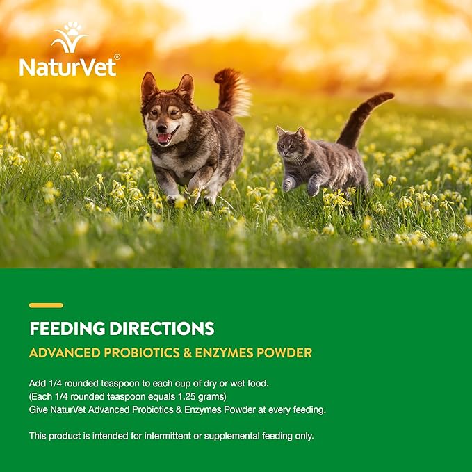 NaturVet – Advanced Probiotics & Enzymes - Plus Vet Strength PB6 Probiotic | Supports and Balances Pets with Sensitive Stomachs & Digestive Issues | for Dogs & Cats (1 lb)
