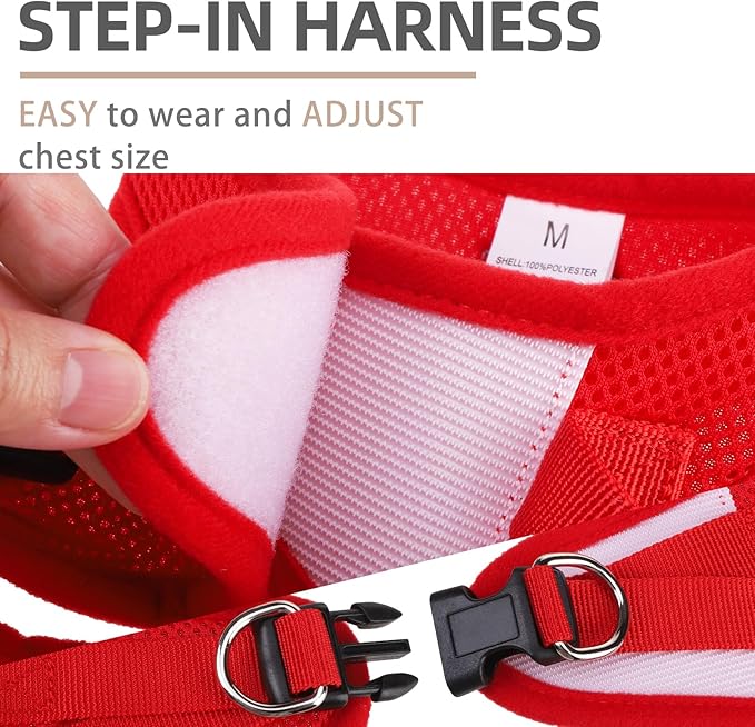 PUPTECK Adjustable Dog Harness Collar and Leash Set Step in No Pull Pet Harness for Small Medium Dogs Puppy and Cats Outdoor Walking Running, Soft Mesh Padded Reflective Vest Harnesses