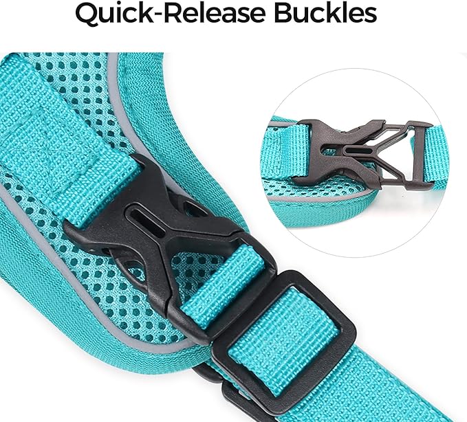 Cat Harness and Leash Set Escape Proof Tactical Large Kitten Harness Emotional Support Cat Vest, Turquoise, L