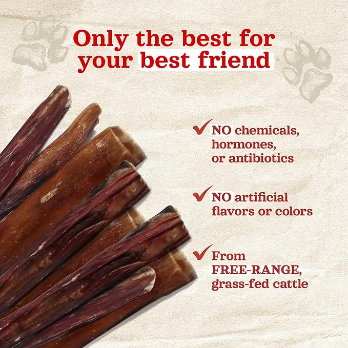 Natural Farm Power Bully Sticks Dog Chews (6”, 5-Pack), 2-in-1 Power Chews: Premium Beef Cheek Wrapped in Beef Pizzle, Long-Lasting, Great Dog Dental Treats Fro Small, Medium & Large Dogs