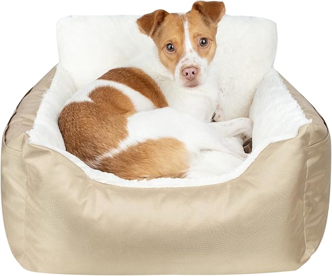 Best Pet Supplies Dog House Bed Crate Mat Tent Indoor Round Soft Plush for Small, Medium, and Large Breeds - Brown, 21 x 20 x 14