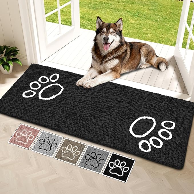 Super Absorbent Dog Door Mat, 60"*24“ Anti Slip Mat for Muddy Paws, Pet Rugs for Dirty Paws Washable That Absorbs Moisture and Dirt, for Dog Cage and Pet Resting Carpet
