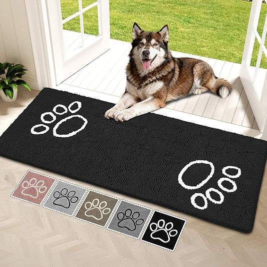 Super Absorbent Dog Door Mat, 60"*24“ Anti Slip Mat for Muddy Paws, Pet Rugs for Dirty Paws Washable That Absorbs Moisture and Dirt, for Dog Cage and Pet Resting Carpet