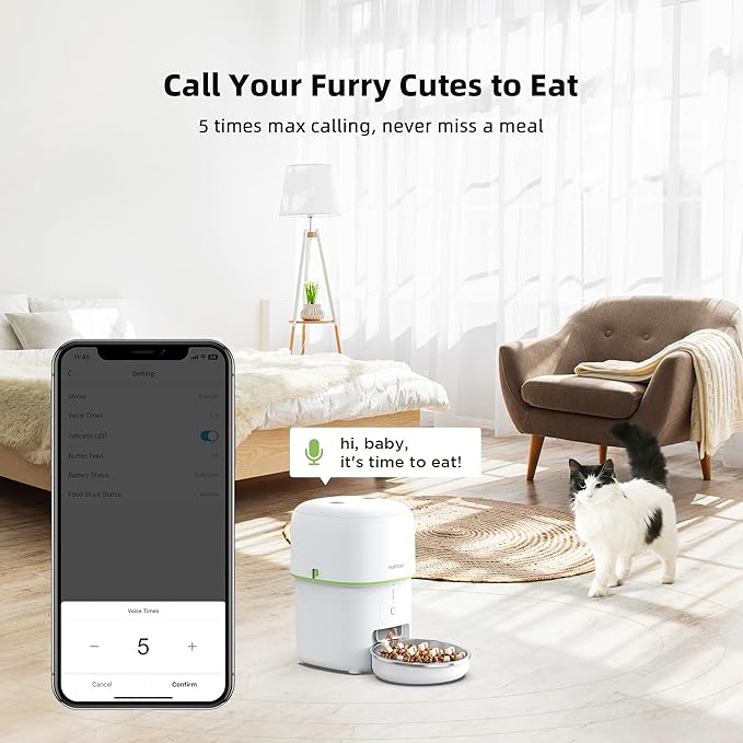 5G WiFi Automatic Cat Feeders Easy to Use - 8cup/68oz Cat Food Dispenser, Automatic Timed Cat Feeder with Dual-Band WiFi APP Control for Remote Feeding, Easy to Clean Also for Dogs