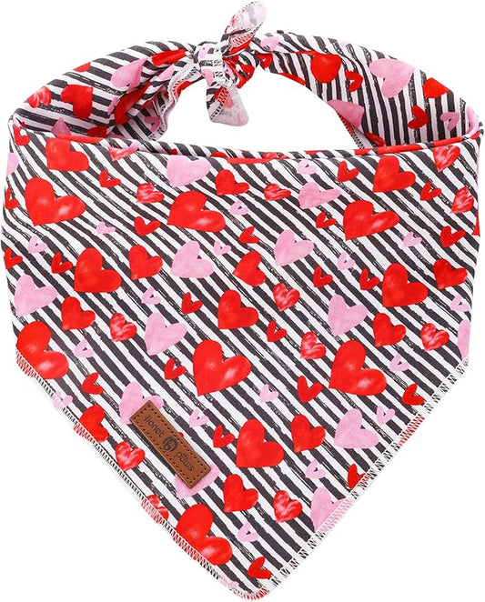 lionet paws Valentines Dog Bandana for Small Medium Large Dogs, Cat Dog Kerchief Triangle Bibs Scarf for Girl Boy