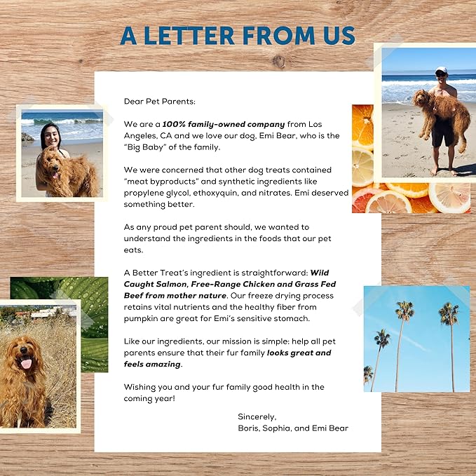 A BETTER TREAT – Freeze Dried Wild Caught Salmon, Organic Grass Fed & Finished Pasture Raised Beef, Organic Chicken Dog and Cat Treats, Single Ingredient | Healthy, Diabetic Friendly | Made in The USA