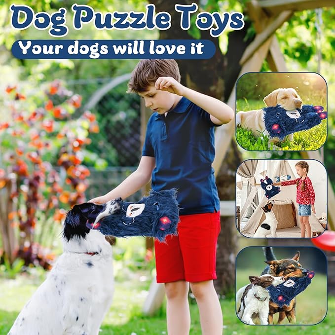 Interactive Monster Dog Chew Toys to Keep Them Busy – Enrichment Squeaky Treat Dispensing Chew Dog Toys for Boredom and Stimulating, Tough Plush Dog Toy for Large Medium Dogs (C-Blue)