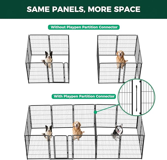 FXW Homeplus Unleashed Indoor Dog Playpen - Stress-Free and Safe Play, Heavy Duty 40 Inch 16 Panels Dog Pen with Connectors (Pack of 2) for Medium and Large Dogs, Black│Patented