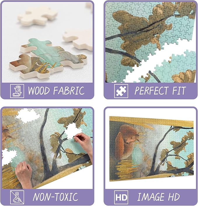 500 Pieces Wooden Jigsaw Puzzle Adults for All Witch Cat Magic Book Very Proud Challenge - Enjoy The Dream of Traveling The World Anytime, Anywhere 20.55 X 15 inch