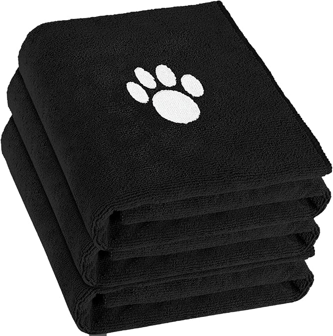 3 Pack Microfiber Dog Towels for Drying Dogs, Super Absorbent and Soft Pet Grooming Towel, 40 Inch X 23.6 Inch, Perfect Dog Drying Towels for Large, Medium or Small Dogs, Black