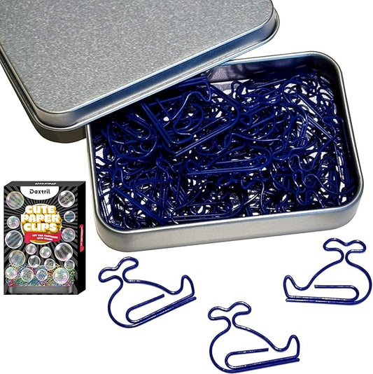 Cute Paper Clips, 60 PCS Whale Shaped Paper Clips Animal Bookmarks Clips, Assorted Colors, Fun Office Gifts for Women Men Coworkers Teachers Students Girls Boys, Christmas Gifts