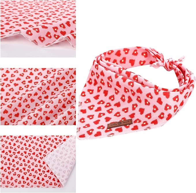 lionet paws Valentines Dog Bandana for Small Medium Large Dogs, Cat Dog Kerchief Triangle Bibs Scarf for Girl Boy