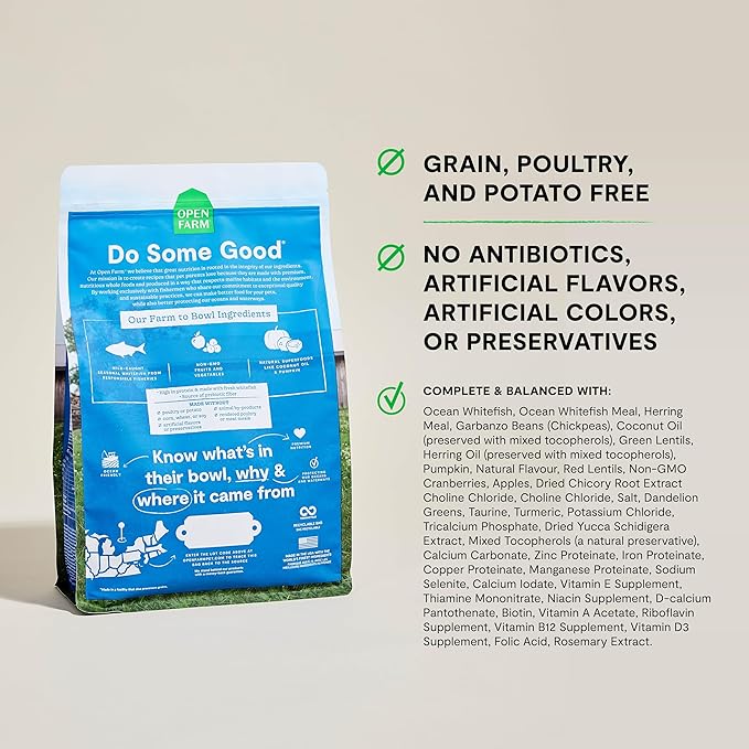Open Farm, Grain Free Dry Cat Food, High-Protein Kibble for a Complete & Balanced Diet, Non-GMO Fruits & Vegetables, Prebiotic Fibers to Support Digestion, Catch-of-The Season Whitefish, 8lb Bag