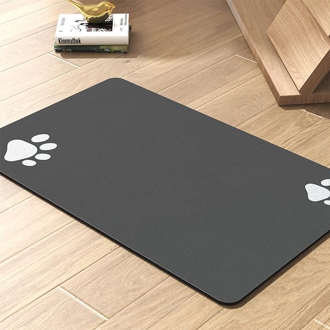 Pet Feeding Mat-Absorbent Dog Mat for Food and Water Bowl-No Stains Quick Dry Water Dispenser Mat-Dog Accessories Pet Supplies-Bowl for Messy Drinkers（Darkgrey,23"x34"