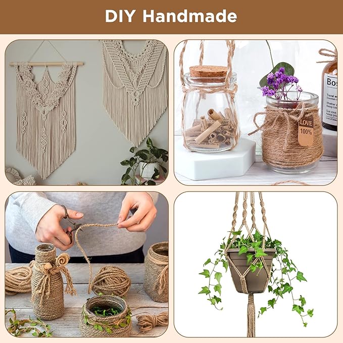 328FT/100M Sisal Rope for Cat Scratcher, 6mm Cat Scratching Sisal Rope Jute Ropes for Scratch Posts, Cat-Trees, DIY Projects, Twine Ropes for Cats Scratching Post