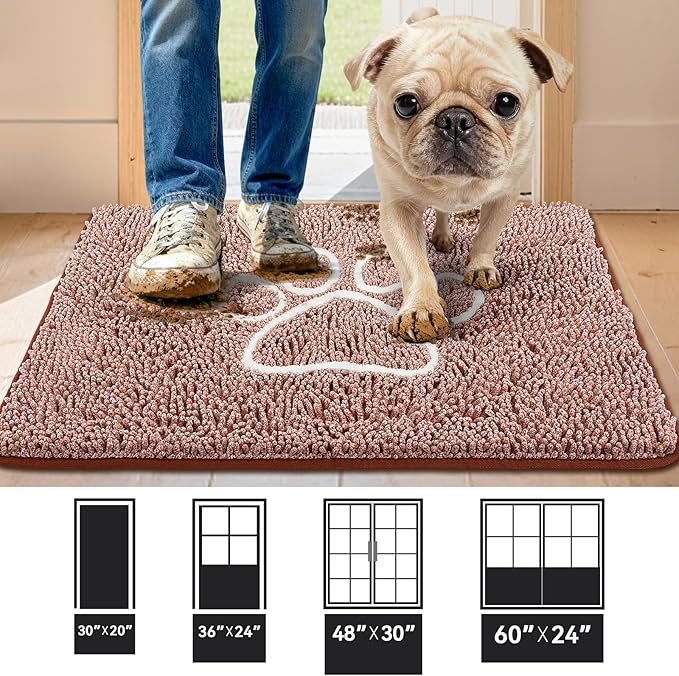 Super Absorbent Dog Door Mat, 36"*24“ Anti Slip Mat for Muddy Paws, Pet Rugs for Dirty Paws Washable That Absorbs Moisture and Dirt, for Dog Cage and Pet Resting Carpet