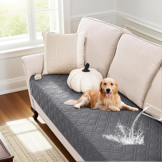 PrinceDeco Waterproof Couch Cover for Dogs Washable Dog Blanket for Bed Couch Sofa Outdoor Bed Cover with Non-Slip Back(32x74 Inch,Grey)