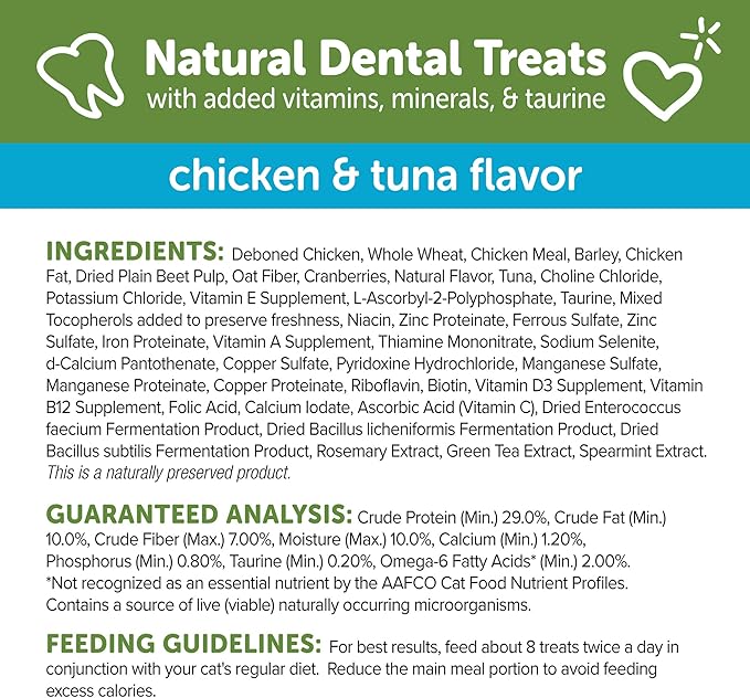 WHIMZEES Wellness Cat Dental Treats, Natural Chews, Chicken and Tuna Flavor, (2 Ounce Bag)