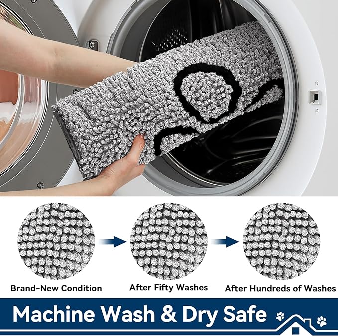 Super Absorbent Dog Door Mat, 48"*30“ Anti Slip Mat for Muddy Paws, Pet Rugs for Dirty Paws Washable That Absorbs Moisture and Dirt, for Dog Cage and Pet Resting Carpet