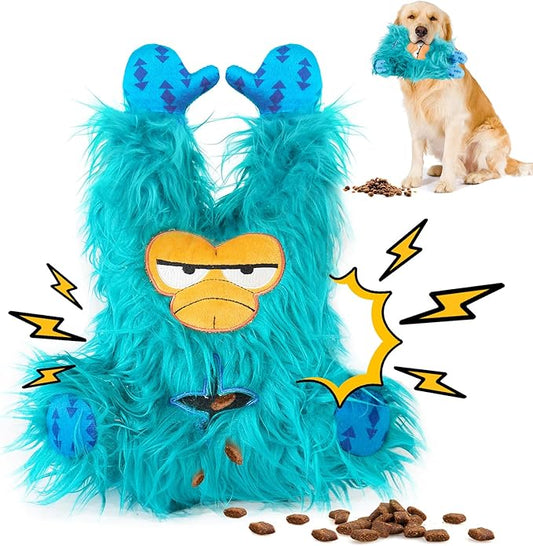 Interactive Monster Dog Chew Toys to Keep Them Busy – Enrichment Squeaky Treat Dispensing Chew Dog Toys for Boredom and Stimulating, Tough Plush Dogs Toy for Large Medium Dogs (A-Green)