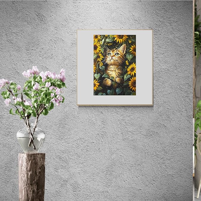 KAAYEE Wooden Puzzles for Adults, Sunflower and Cat 190 Piece Unique Animal Shape Puzzle, Cat Wood Puzzle for Adults, Creative Gifts for Friends/Family, Home Decor(11.4 * 8in)