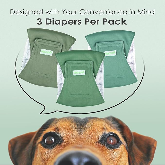 wegreeco Washable Male Dog Belly Band (Stylish Pattern)- Pack of 3 - Male Dog Belly Wrap, Dog Diapers Male (Green Series, Small)