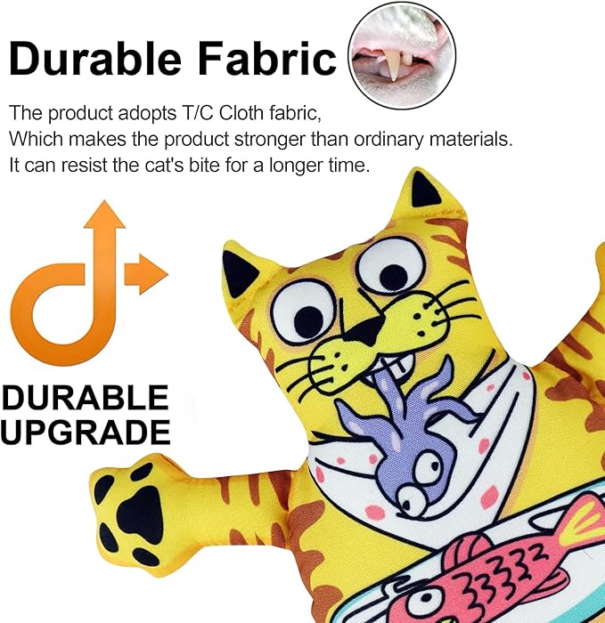 TTcat Organic Catnip Pillow for Indoor Cat and Kitten,Cat Crinkle Kicker Toy Chew Toy,Yellow