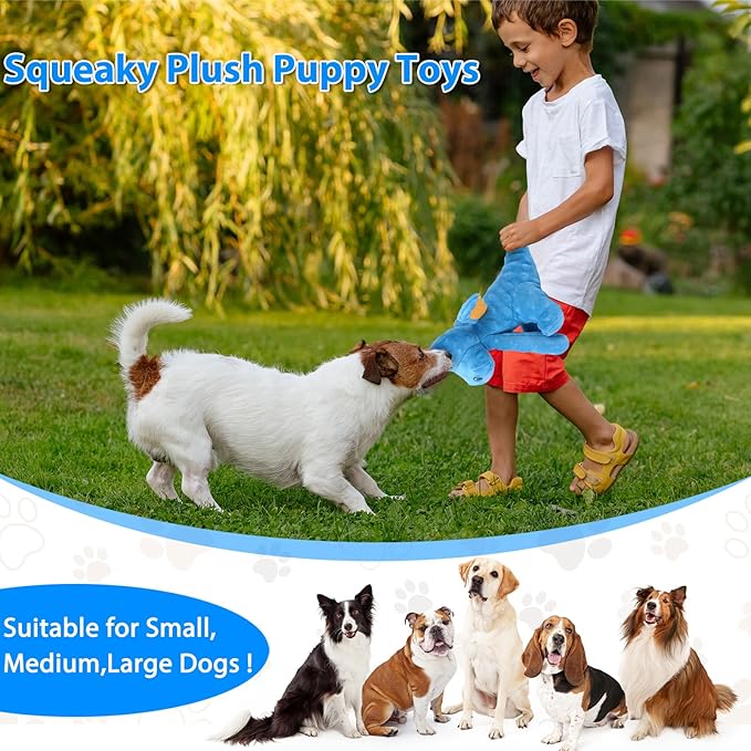 Dog Toys for Aggressive Chewers, Interactive Plush Dog Toy with Squeaker and Crinkle Paper, Suitable for Reducing Boredom and Anxiety, Cute Pet Toy for Small, Medium and Large Dogs