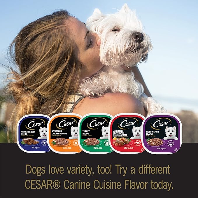 Cesar Wet Dog Food Home Delights & Classic Loaf in Sauce Breakfast & Dinner Variety Pack (24) 3.5 oz. Trays