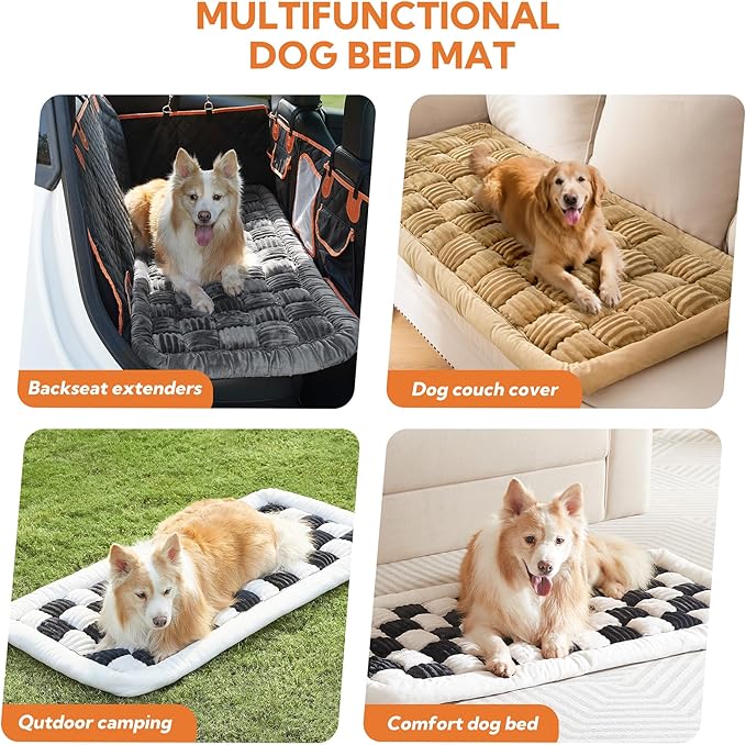 Soulbond Backseat Pet Bed Mat,Dog Bed for Car,Fuzzy Dog Seat Cover for Car Back Seat, Non-Slip Travel Pet Mat, Fit for Backseat Extenders and Seat Covers(Light Brown)