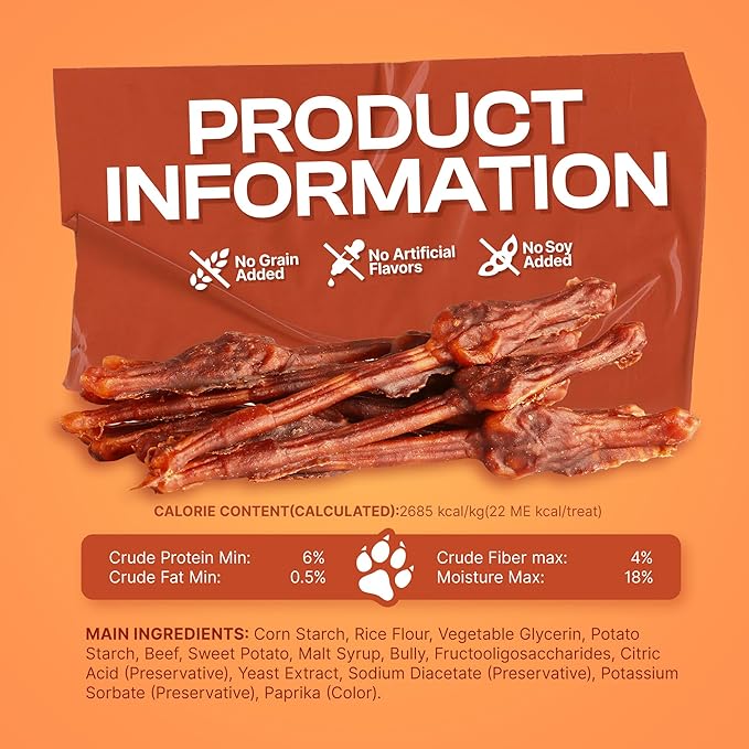 PETPHABET Alternative Bully Sticks Dog Chews - 7'' Digestible Rawhide Free Dog Treats for Medium Large Breed with Sensitive Stomachs, Healthy Snack with Low Odor, Beef Bully Flavor, 10 Count