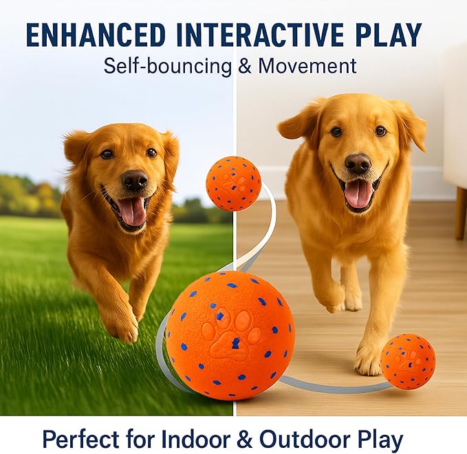 2025 Upgraded Version of Smart Interactive Dog Toy, Made of Safer and Stronger E-TPU Material, with Built-in Anti-mistouch Switch, Suitable for All Dogs to Keep Them Busy (Orange, Large)