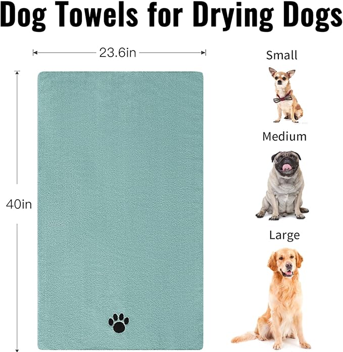 Microfiber Dog Towels for Drying Dogs, Super Absorbent and Soft Pet Grooming Towel, 40 Inch X 23.6 Inch, Perfect for Large, Medium or Small Dogs (40"X23.6" - 1pack, Lake Blue)
