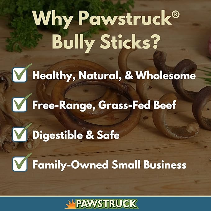 Pawstruck All-Natural 6" Bully Stick Springs for Dogs - Fun, Challenging, Rawhide-Free, 100% Beef, Single Ingredient Chew Bones - Fully Digestible, Low Odor - 10 Pack - Packaging May Vary