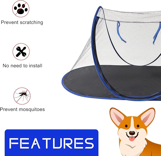 Outdoor Cat Enclosures, Portable Cat Tent for Bearded Dragon, Dogs and Small Animals, Cat Outdoor Tent with Foldable Bag(Blue)
