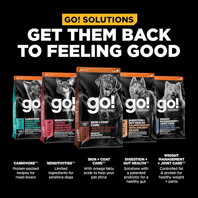 Go! Solutions Skin + Coat Care, Dry Dog Food, Large Breed Adult Salmon Recipe with Grains, 25 lb Bag